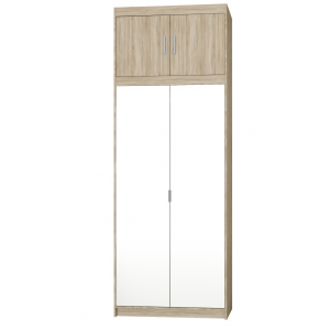Dwudrzwiowa szafa z nadstawką lustrem 90 cm TRINO dąb sonoma